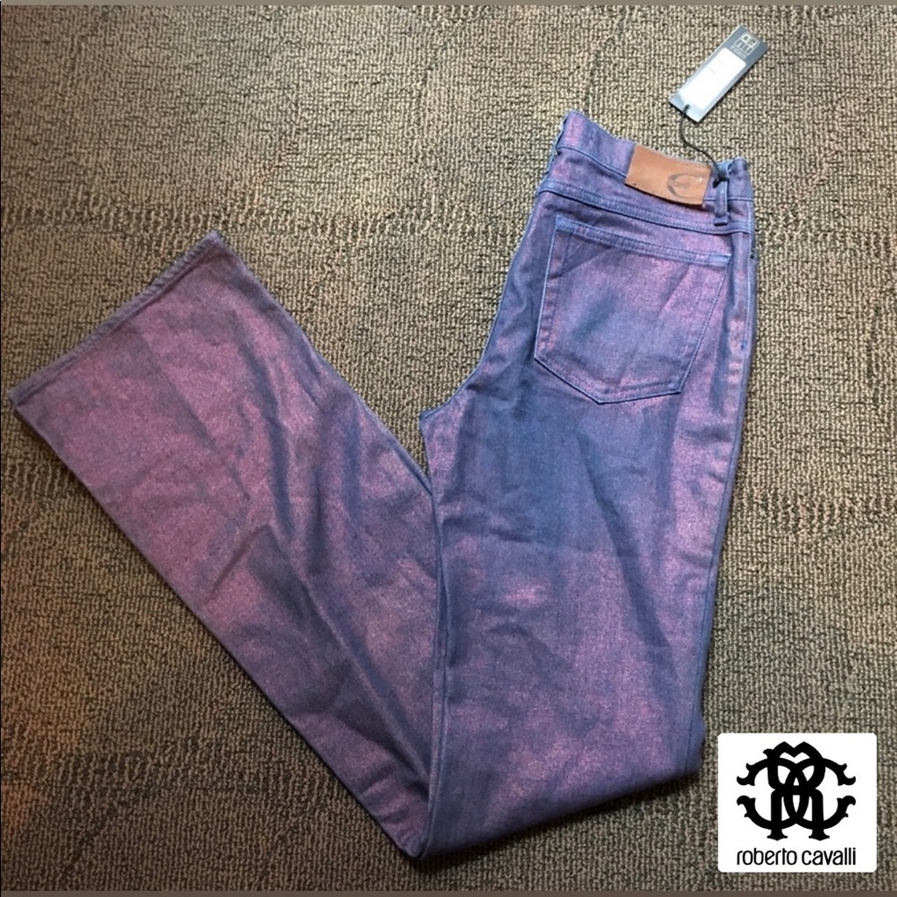 ROBERTO CAVALLI - Metallic Iridescent Jeans, W 27